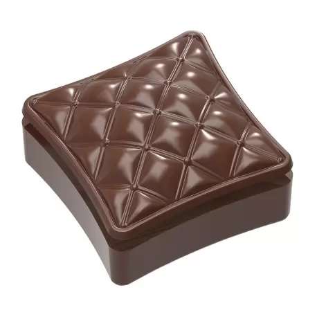 Chocolate World CW1993 Polycarbonate Bonbonniere Chesterfield Chocolate Mold - 117 x 117 x 59 mm - 695gr - 1x2 Cavity - Doubl...