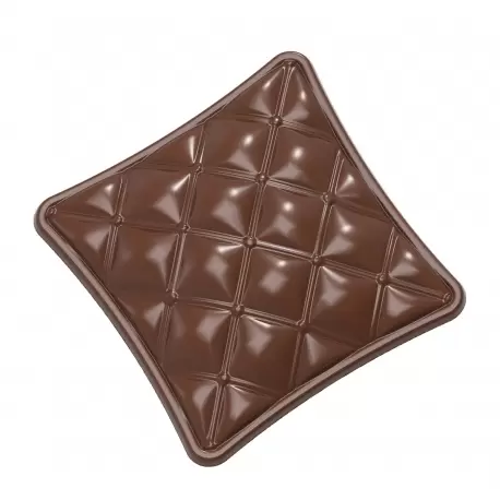Chocolate World CW1993 Polycarbonate Bonbonniere Chesterfield Chocolate Mold - 117 x 117 x 59 mm - 695gr - 1x2 Cavity - Doubl...