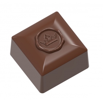 Chocolate World CW1957 Polycarbonate Square with Royalty Stamp Chocolate Mold - 26 x 26 x 17.5 mm - 12gr - 3x8 Cavity - 275x1...