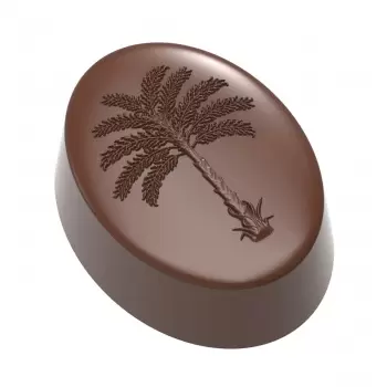 Chocolate World CW1965 Polycarbonate Palm Tree Praline Chocolate Mold - 35 x 26.5 x 14.5 mm - 11.5gr - 3x7 Cavity - 275x135x2...