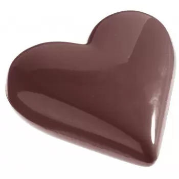 Chocolate World CW1145 Polycarbonate Glossy Heart Chocolate Mold - 65 x 57 x 14 mm - 35gr - 2x4 Cavity - Double Mold - 275x13...