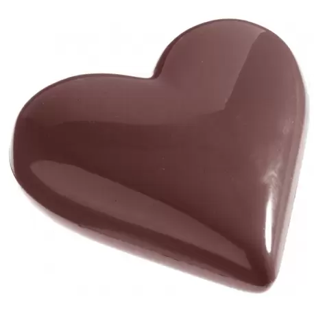 Chocolate World CW2157 Polycarbonate Glossy Heart Mold - 95 x 83 x 19 mm - 118 gr - 5x1 Cavity - 275 x 175 x 24 mm Valentine'...