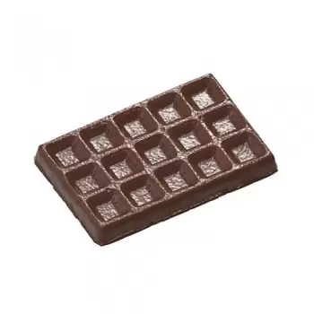 Chocolate World CW12002 Polycarbonate Belgian Waffle Tablet Chocolate Bar - 103.5 x 69 x 10.5 mm - 66gr - 1x3 Cavity - 275x13...