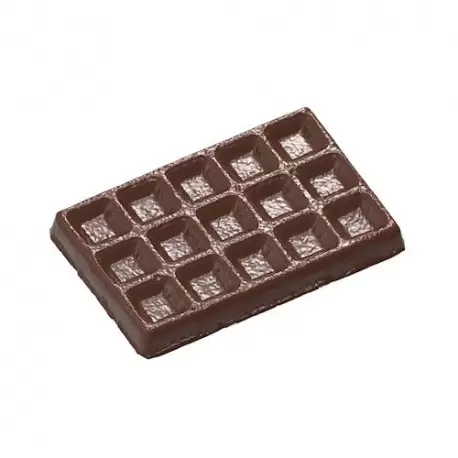 Chocolate World CW12002 Polycarbonate Belgian Waffle Tablet Chocolate Bar - 103.5 x 69 x 10.5 mm - 66gr - 1x3 Cavity - 275x13...