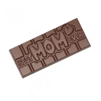 Chocolate World CW12016 Polycarbonate Best Mom Ever Tablet Chocolate Bar - 118 x 50 x 8 mm - 45gr - 1x4 Cavity - 275x135x24mm...