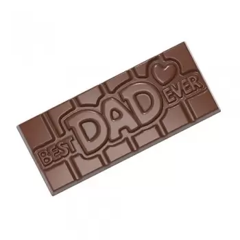 Chocolate World CW12017 Polycarbonate Best Dad Ever Tablet Bar Chocolate Mold - 118 x 50 x 8 mm - 45gr - 1x4 cavity - 275x135...