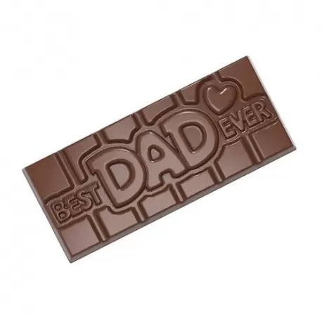 Chocolate World CW12017 Polycarbonate Best Dad Ever Tablet Bar Chocolate Mold - 118 x 50 x 8 mm - 45gr - 1x4 cavity - 275x135...