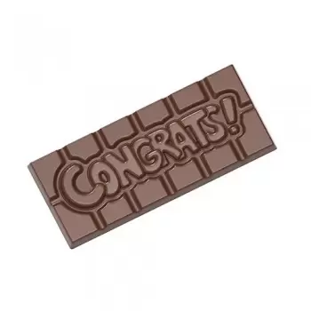 Chocolate World CW12011 Polycarbonate Congrats Tablet Bar Chocolate Bar - 118 x 50 x 8 mm - 45gr - 1x4 cavity - 275x135x24mm ...