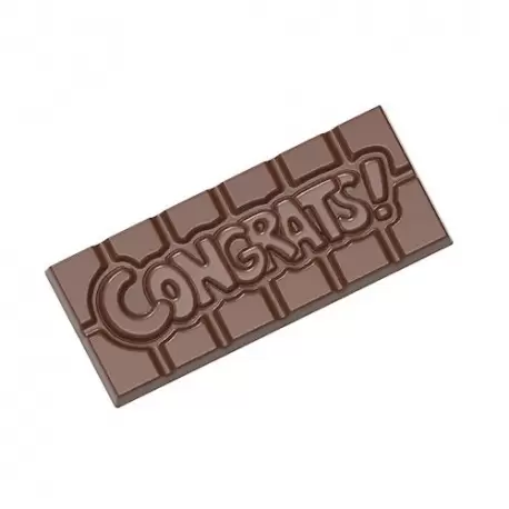 Chocolate World CW12011 Polycarbonate Congrats Tablet Bar Chocolate Bar - 118 x 50 x 8 mm - 45gr - 1x4 cavity - 275x135x24mm ...
