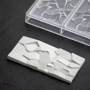 Polycarbonate Chocolate Tablet Bar Mold CRUSH by Fabrizio Fiorani - 155 x 77 x 10 mm - 3 pcs - 100 gr - 275 x 175 x 24 mm