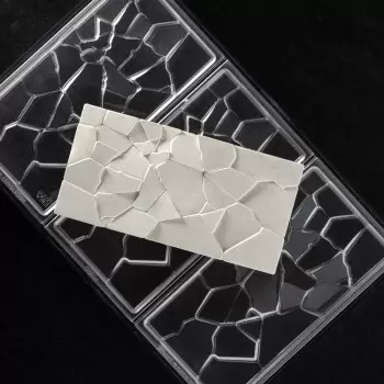 Polycarbonate Chocolate Tablet Bar Mold CRUSH by Fabrizio Fiorani - 155 x 77 x 10 mm - 3 pcs - 100 gr - 275 x 175 x 24 mm