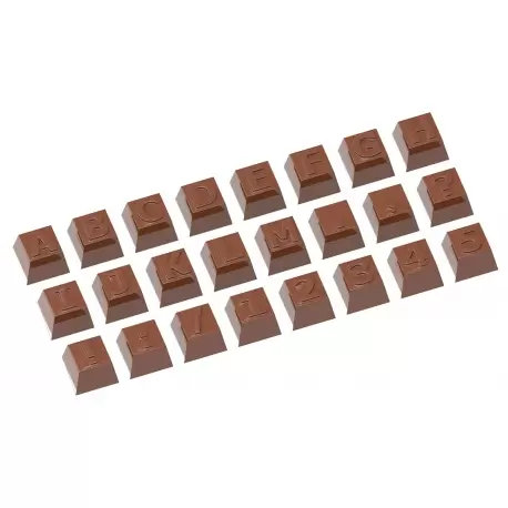 Chocolate World CW1628 Polycarbonate Alphabet (Part 1) - 24 Figures - 26 x 26 x 18 mm - 12gr - 3x8 Cavity - 275x135x24mm Them...