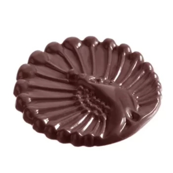 Chocolate World CW1237 Polycarbonate Peacock Caraque Chocolate Mold - 51 x 51 x 5 mm - 8gr - 2x5 Cavity - 275x135x24mm Themed...