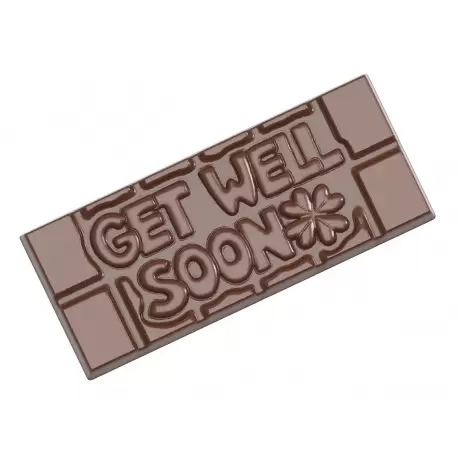 Chocolate World CW12013 Polycarbonate Get Well Soon Tablet Bar Chocolate Bar - 118 x 50 x 8 mm - 45gr - 1x4 Cavity - 275x135x...