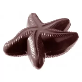 Chocolate World CW2124 Polycarbonate Starfish Chocolate Mold - 150 x 150 x 30 mm - 250gr - 1x2 Cavity - Double Mold - 275x175...
