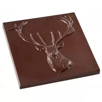 Chocolate World CW1792 Polycarbonate Deer / Elk Chocolate Mold - 85 x 85 x 9.5 mm - 55gr - 1x2 Cavity - 275x135x24mm Tablets ...