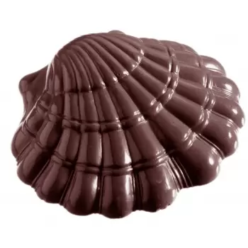 Chocolate World CW2177 Polycarbonate Sea Shell Scallop Chocolate Mold - 145 x 125 x 37 mm - 518gr - 1x2 Cavity - Double Mold ...