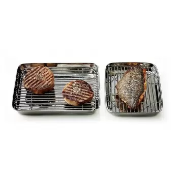 Matfer Bourgeat 714021 Matfer Bourgeat Stainless Tray + Grid - 8 1/16″, 5 7/8″, 1 1/8″ Chef's Plating Tools