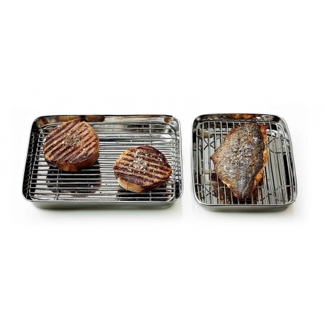 Matfer Bourgeat 714021 Matfer Bourgeat Stainless Tray + Grid - 8 1/16″, 5 7/8″, 1 1/8″ Chef's Plating Tools