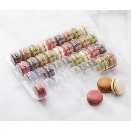 Pastry Chef's Boutique AWM36CL Clear Plastic Thermoformed Macarons Storage and Display Trays - " Click - Closeable" - 36 Maca...