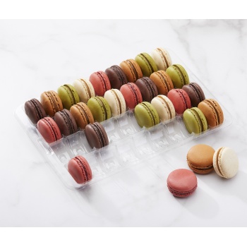 Pastry Chef's Boutique AWM36CL Clear Plastic Thermoformed Macarons Storage and Display Trays - " Click - Closeable" - 36 Maca...