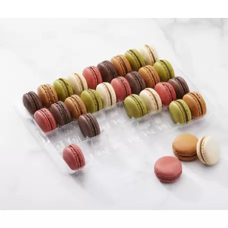 Pastry Chef's Boutique AWM36CL Clear Plastic Thermoformed Macarons Storage and Display Trays - " Click - Closeable" - 36 Maca...