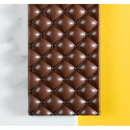 Martellato MA2020 Polycarbonate Quilted 1 Chocolate Bar Mold - 133x70x10mm - 82gr - 3 cavity Tablets Molds