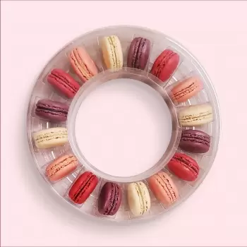 Clear Plastic Crown Round Macarons Gift Boxes - Holds 16 Macarons - Pack of 20