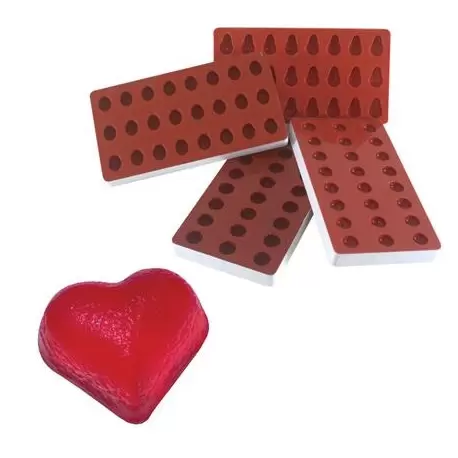 Martellato SG 03 Martellato Jellies Heart Jelly Silicone Mold - 34 x 30 x 18 mm - 24 Cavity Silicone Candy Molds