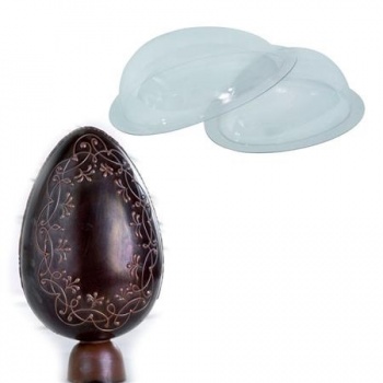 Chocolate World SUT34X25 Polycarbonate Glossy Giant Chocolate Egg Mold - 340 x 250 mm - 1 Cavity - 150 - 200gr - Easter Molds