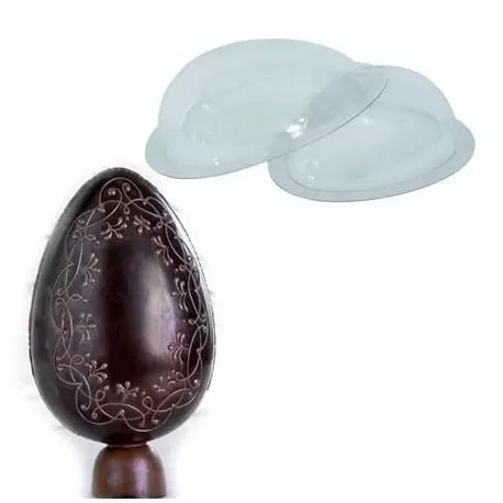 Chocolate World SUT34X25 Polycarbonate Glossy Giant Chocolate Egg Mold - 340 x 250 mm - 1 Cavity - 150 - 200gr - Easter Molds