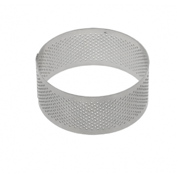 Pastry Chef's Boutique 06575 Stainless Steel Deep Round Perforated Tart Ring - 7 x 3.5 cm  Finger & Individual Tart Rings