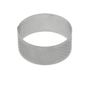 Pastry Chef's Boutique 06578 Stainless Steel Deep Round Perforated Tart Ring - 10 x 3.5 cm Finger & Individual Tart Rings