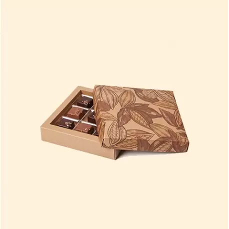 Deluxe Cocoa Beans Closed Frame with Clear Plastic Insert Chocolate Candy Boxes - Holds 16 Chocolates - Pack of 40