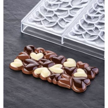 Polycarbonate Valentine's Day Heart Chocolate Bar Mold EROS by Vincent Vallée - 154x77x11mm - 100g - 3 indents