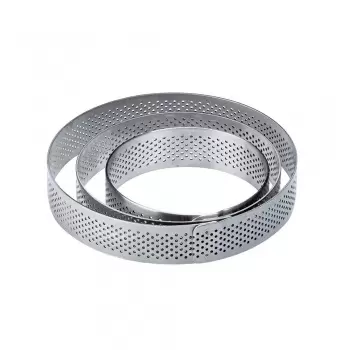 Pavoni XF5020 Microperforated Stainless Steel Round Tart Rings Diam. 5 x 2 cm Finger & Individual Tart Rings