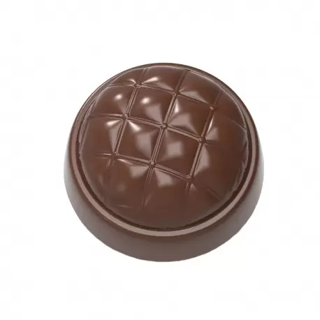 Chocolate World CW12046 Polycarbonate Chesterfield Circle Chocolate Mold - 30 x 30 x 18 mm - 10.5gr - 3x7 Cavity - 275x135x24...