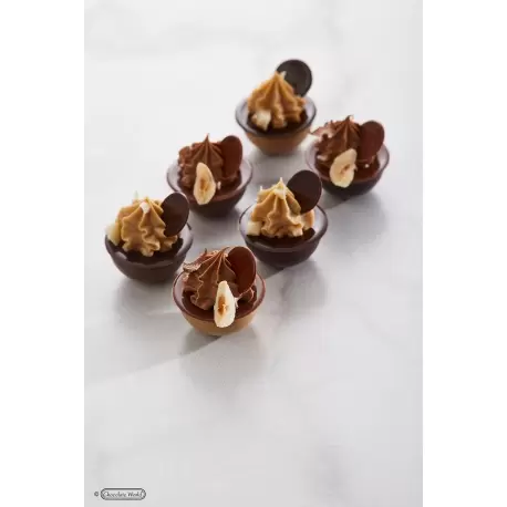 Chocolate World CW12035 Polycarbonate Flattened Sphere Chocolate Mold by Martin Diez - 30 x 30 x 14.5 mm - 8.5gr - 3x8 Cavity...