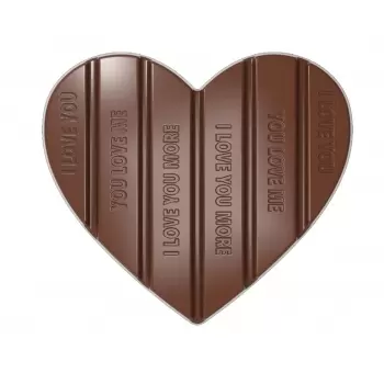 Chocolate World CW12044 Polycarbonate Break Apart Heart Tablet Chocolate Mold - 125 x 110 x 10 mm - 100 gr - 1x2 Cavity - 275...