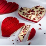 Polycarbonate Break Apart Heart Tablet Chocolate Mold - 125 x 110 x 10 mm - 100 gr - 1x2 Cavity - 275x135x24mm