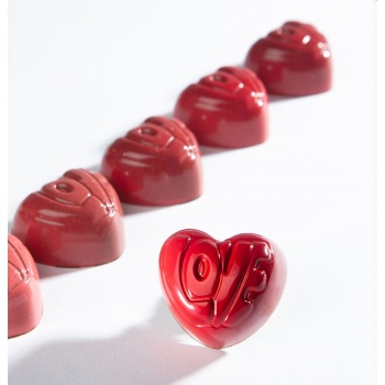 Polycarbonate Love Heart Chocolate Bon Bon Mold - 33.5x30.5x18 - 13.5gr - 3 x 7 cavity