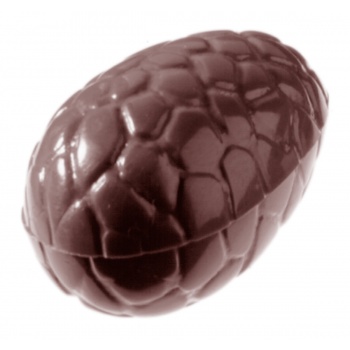 Chocolate World CW2202 Polycarbonate Chocolate Egg Shaped Mold - Kroko - 35 x 23 x 12 mm - 6 gr - Double Mold - 4x 8 Cavity E...