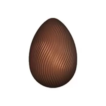 Polycarbonate Chocolate Knurled Wood Effect Egg Mold - 210 x 139.5 mm - 1 Cavity - 275 x 175 x 24 mm