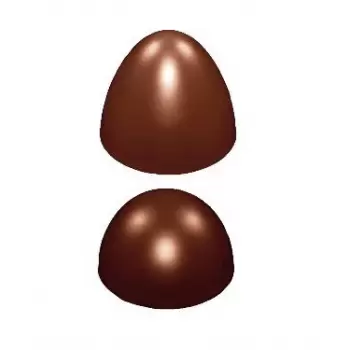Chocolate World E7009/190 Polycarbonate Glossy Vertical Chocolate Egg Mold Top: H116 mm - Bottom: H74 mm - 2 Cavity  Easter M...