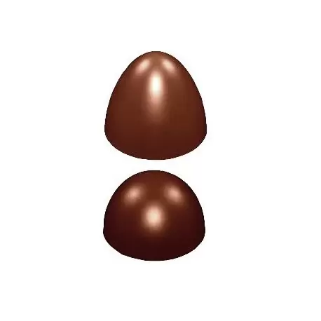 Chocolate World E7009/150 Polycarbonate Glossy Vertical Chocolate Egg Mold Top: H83 mm - Bottom: H67 mm - 2 Cavity  Easter Molds