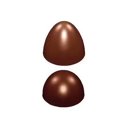 Chocolate World E7009/175 Polycarbonate Glossy Vertical Chocolate Egg Mold Top: H102 mm - Bottom: H73 mm - 2 Cavity  Easter M...