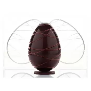 Martellato 20U504 Polycarbonate Chocolate Easter Egg Mold - BOND- 101 x 150 mm - 210gr - 2 cavities for 1 whole egg Easter Molds
