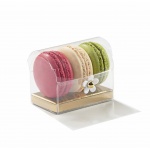 Clear Deluxe Plastic Macarons Gift Gold Insert - 3 Macarons - 80 x 50 x 50 mm - Pack of 50 - Flowers not Included