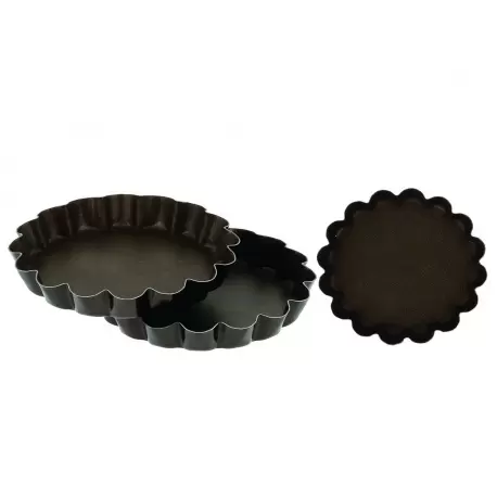 10377 Flower Fluted Non-Stick Mini Tart Baking Pan - Ø10 x 1.8 cm - Pack of 12 Tart & Quiches Pans