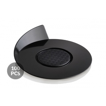 Pastry Chef's Boutique 52.020.20.0065 Black Round Plastic Monoportion Tray - 86mm round - 100pcs Mono Cake Boards